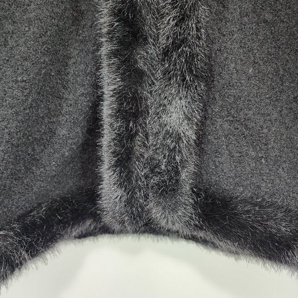 Lisa International Women's Boiled Wool Faux Fur Full Zip Jacket Black - L - Picture 6 of 9